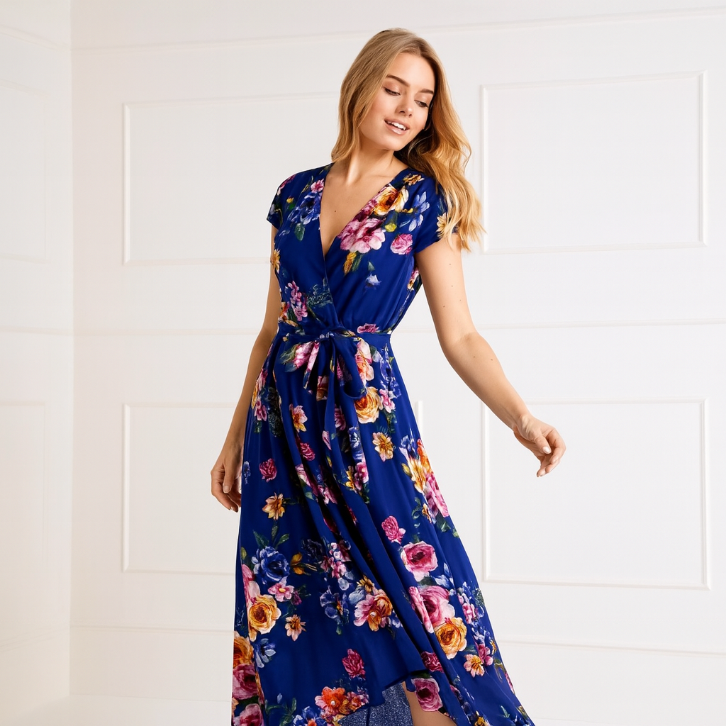 MÓNICA - VESTIDO CRUZADO CON ESTAMPADO FLORAL